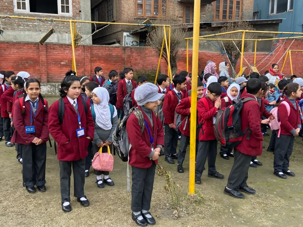 Young students lined up