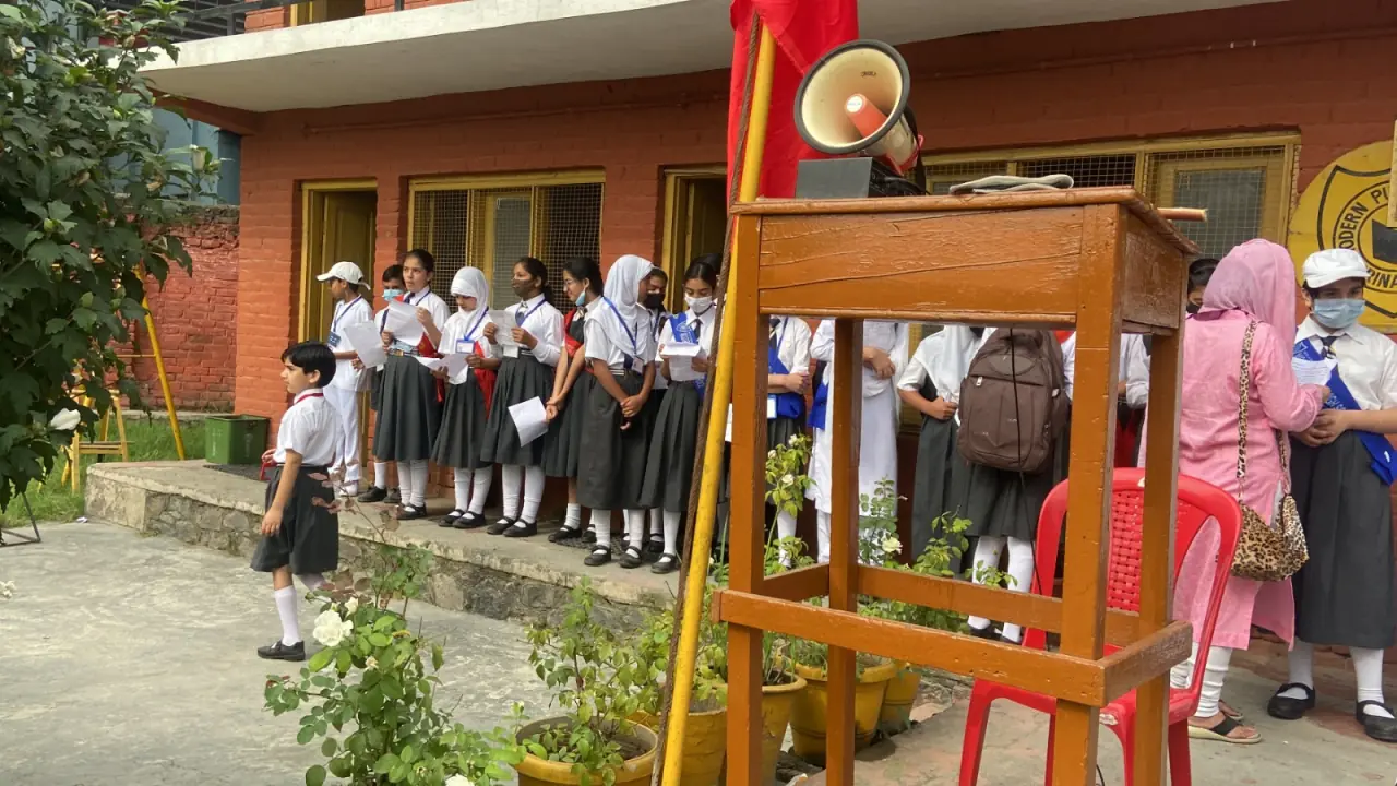 Students walking near school